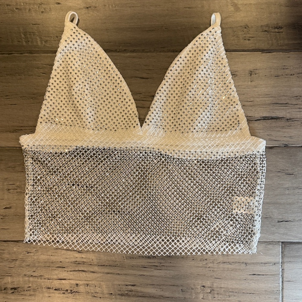 NWOT, White Mesh Bralette Top